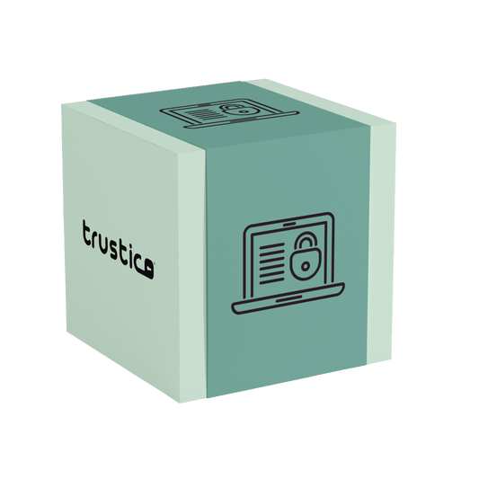 A light green cube featuring the Sectigo CA logo and a padlocked laptop icon, evoking cybersecurity and privacy—perfect for illustrating solutions like Sectigo® CaaS DV + Wildcard + Multi Domain.